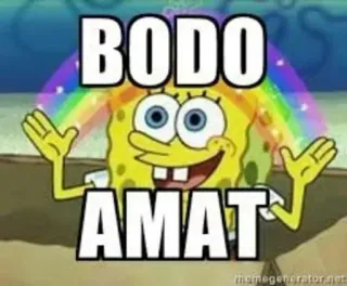 😜 SpongeBob SquarePants BODO AMAT spons, Spongebob, kartun, pelangi, meme whatsapp sticker