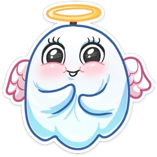 👼 Engel, süß, kawaii, Aufkleber, Cartoon, Heiligenschein, Flügel whatsapp sticker