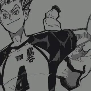 🦉 烏野 Anime, Personage, Volleybal, Cartoon, Zwart-wit telegram sticker