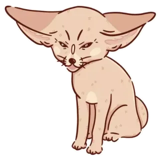 😑 fennec fox, animal, cute, desert fox, sticker, cartoon telegram sticker