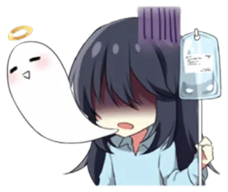 😲 anime, ghost, girl, sick, hospital, illness, cute, cartoon telegram sticker