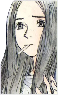 👋 сигарета, курение, женщина, искусство, эскиз, портрет telegram sticker