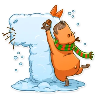 ❄ ฤดูหนาว, หิมะ, แครอท, ผ้าพันคอ, การ์ตูน, สัตว์, น่ารัก, เทศกาล telegram sticker