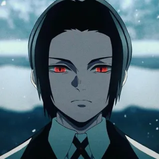 🥀 Muzan Kibutsuji Demon Slayer Anime, Demônio, olhos vermelhos, Muzan Kibutsuji, Demon Slayer telegram sticker