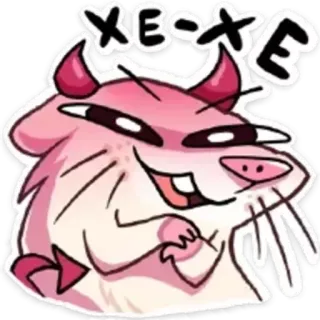 😈 Xeorte mignon, animal, hamster, diable, dessin animé, drôle telegram sticker