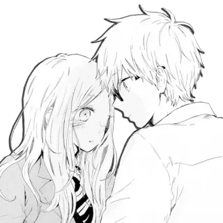 💙 Anime, Manga, Couple, Amour, Uniforme scolaire, Noir et blanc, Romance telegram sticker