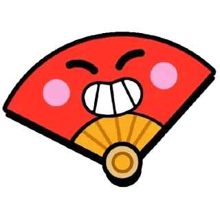 😁 Fan, Chinesischer Fächer, Japanischer Fächer, Rot, Emoji, Cartoon telegram sticker