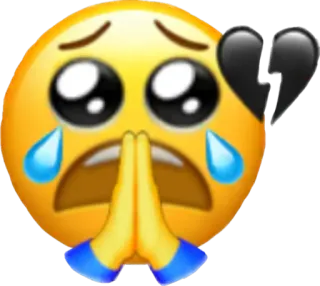 🙏 emoji, llorando, corazón roto, triste, suplicando, emocional, expresión, amarillo whatsapp sticker