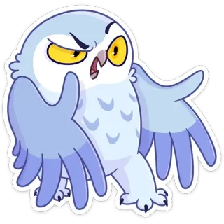 🤨 gufo, cartone animato, arrabbiato, adesivo, uccello, carino telegram sticker