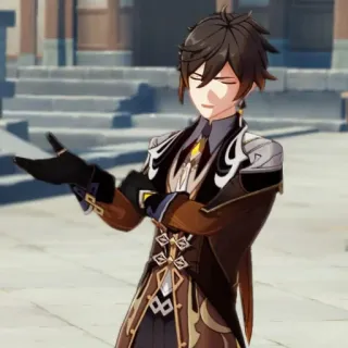 💰 Zhongli Genshin Impact Anime, Video game, Karakter, Genshin Impact, Zhongli, Menunjuk, Gestur telegram sticker