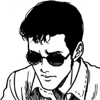 😎 hombre, gafas de sol, blanco y negro, retrato, dibujo, anime whatsapp sticker