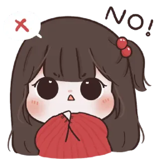 🤪 NO! menina, fofo, não, rejeição, desenho animado, adesivo telegram sticker