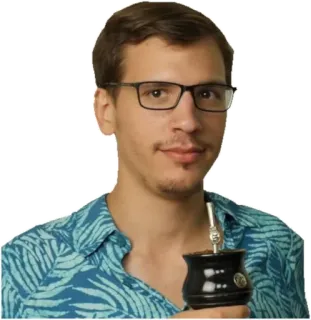 🤨 homem, óculos, retrato, bebida, mate whatsapp sticker