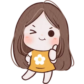 🐰 gadis, lucu, kartun, kedipan, bunga, ceria, jempol telegram sticker
