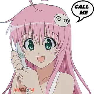 📱 CALL ME anime, cartoon, phone, call, girl, pink hair telegram sticker