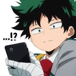 🙄 Izuku Midoriya My Hero Academia ....!? anime, boy, green hair, character, phone, confused, cute whatsapp sticker