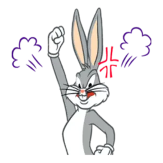 😠 Bugs Bunny Багз Банни, Мультфильм, Злой, Расстроенный, Кролик, Кулак telegram sticker