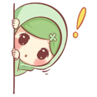 👀 Kreskówka, Dziewczyna, Wykrzyknik, Naklejka, Kawaii, Anime telegram sticker