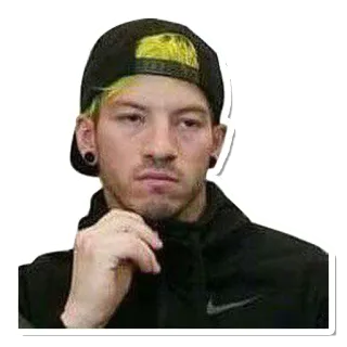 😒 Tyler Joseph twenty one pilots, piosenkarz, muzyk, kapelusz, żółte włosy, poważny telegram sticker
