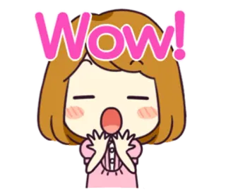 😮 Wow! wow, excited, girl, surprised, cartoon whatsapp sticker
