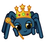 🤴 araña, corona, rey, cetro, lindo, dibujo animado, animal, insecto telegram sticker