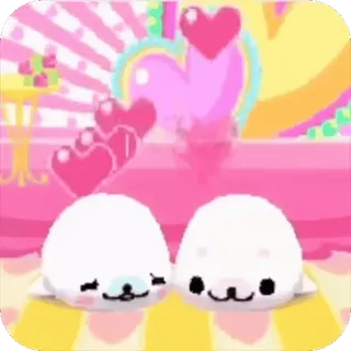 ❤ fofo, kawaii, focas, animais, amor, corações whatsapp sticker