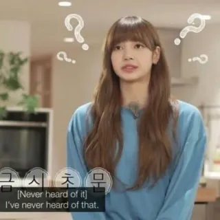 😐 Lisa [Never heard of it]
I've never heard of that. kpop, girl, question, blackpink, korea telegram sticker