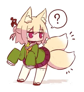 ❓ ? Anime, Raposa, Ponto de interrogação, Kawaii, Chibi, Personagem, Fofo, Desenho animado telegram sticker