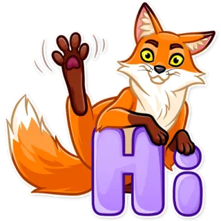 👋 Hi fox, animal, hi, greeting, cartoon telegram sticker