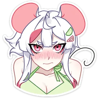 😠 аниме девушка, мышь, милый, румянец, мультфильм, каваий telegram sticker