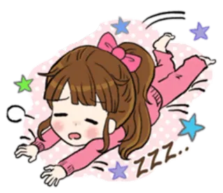 💤 ZZZ... ngủ, buồn ngủ, hoạt hình, mệt mỏi, cô gái, pijama, nghỉ ngơi telegram sticker