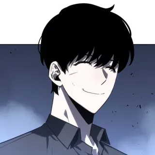 📱 Anime, Man, Glimlach, Donker haar telegram sticker
