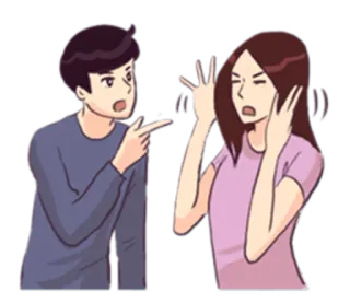 😓 пара, спор, злой, обсуждение, расстроен, мультфильм telegram sticker