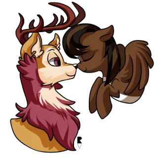 💕 deer, pony, cartoon, animal, cute, kiss telegram sticker
