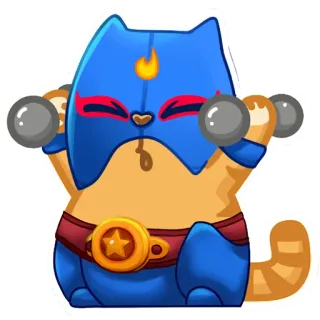 😤 cat, exercise, weights, cartoon, animal, gym, fitness telegram sticker