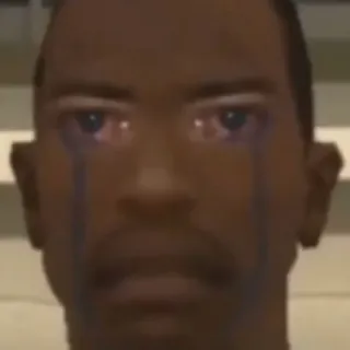 😭 CJ Grand Theft Auto: San Andreas плачет, грустный, игры, видеоигра, персонаж, CJ, Grand Theft Auto telegram sticker