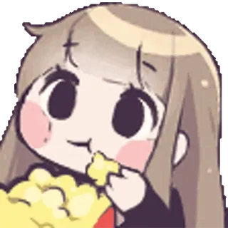 🍿 Anime, Dessin animé, Snack, Popcorn, Manger whatsapp sticker