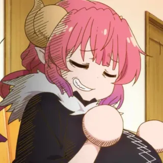 😂 Ilulu Miss Kobayashi's Dragon Maid Anime, Drache, Hörner, pinke Haare, niedlich, kawaii telegram sticker