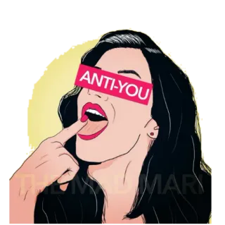 😒 ANTI-YOU wanita, anti, kasar, stiker, gadis, sikap, merah whatsapp sticker
