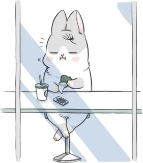 🍴 kot, anime, słodkie, kawaii, naklejka telegram sticker