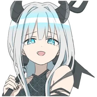 🤨 anime meisje, demon, duivel, schattig, sticker, personage, hoorns, fantasie telegram sticker