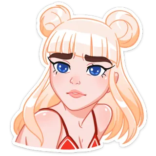 🤨 dibujos animados, mujer, chica, rubia, personaje, lindo, pegatina telegram sticker