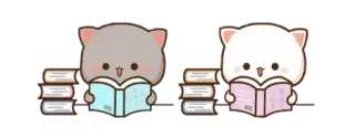 📚 독서, 고양이, 책, 귀여운, 복숭아 고양이 telegram sticker