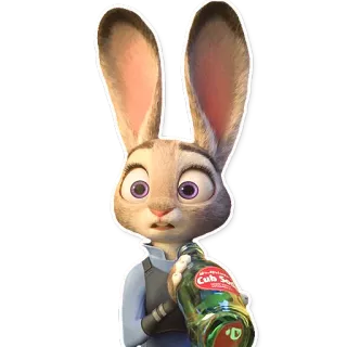 😯 Judy Hopps Zootopia lapin, police, officier, soda, dessin animé, animation whatsapp sticker