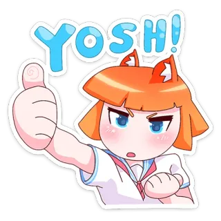 👍 YOSH! 动漫, 女孩, 卡通, 可爱, 点赞, 鼓励, 积极 telegram sticker