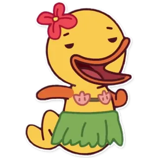 💃 утка, мультфильм, цветок, хула, пляж, леи telegram sticker