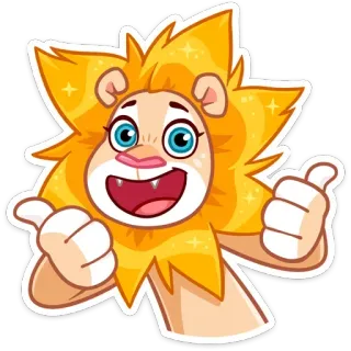 👍 สิงโต, ยกนิ้วโป้ง, การ์ตูน, สัตว์, บวก, มาสคอต telegram sticker