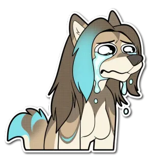 😭 Furry, chorando, triste, lágrimas, antropomórfico, cachorro, desenho animado telegram sticker