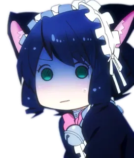 😐 anime, catgirl, maid, chibi, kawaii, cute telegram sticker