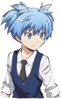 😀 Nagisa Shiota Assassination Classroom อนิเมะ, เด็กผู้ชาย, ผมสีฟ้า, ตัวละคร, นางิสะ, ชิโอตะ, Assassination Classroom telegram sticker
